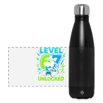 Level 67 Unlocked Six Seven Italian Brainrot Gamer - Panoramic Thermal Bottle 500 ml - black - Front