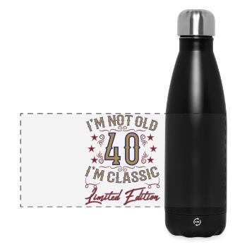 Dicton drôle du 40e anniversaire vintage - Gourde isotherme panoramique 500 ml - noir - Devant