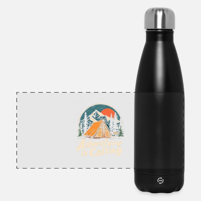 Camping Abenteuer Spruch Adventure Is Calling Camp - Panoramic Thermal Bottle 500 ml - black