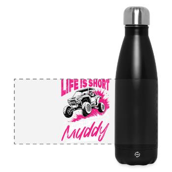 UTV Off Road Girl Woman 4 Wheeler Side by side - Panoramic Thermal Bottle 500 ml - black - Front