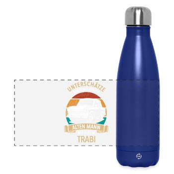 Unterschätze nie einen alten Mann mit Trabi - Panorama Isolierflasche 500 ml - Dunkelblau  - Vorne