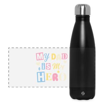 Mon père est mon héros - Douce fête des pères / cadeau d’enfant - Gourde isotherme panoramique 500 ml - noir - Devant