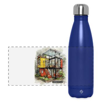 CONTAINED BUT FREE – Moderne Shipping Container Art - Panorama Isolierflasche 500 ml - Dunkelblau  - Vorne