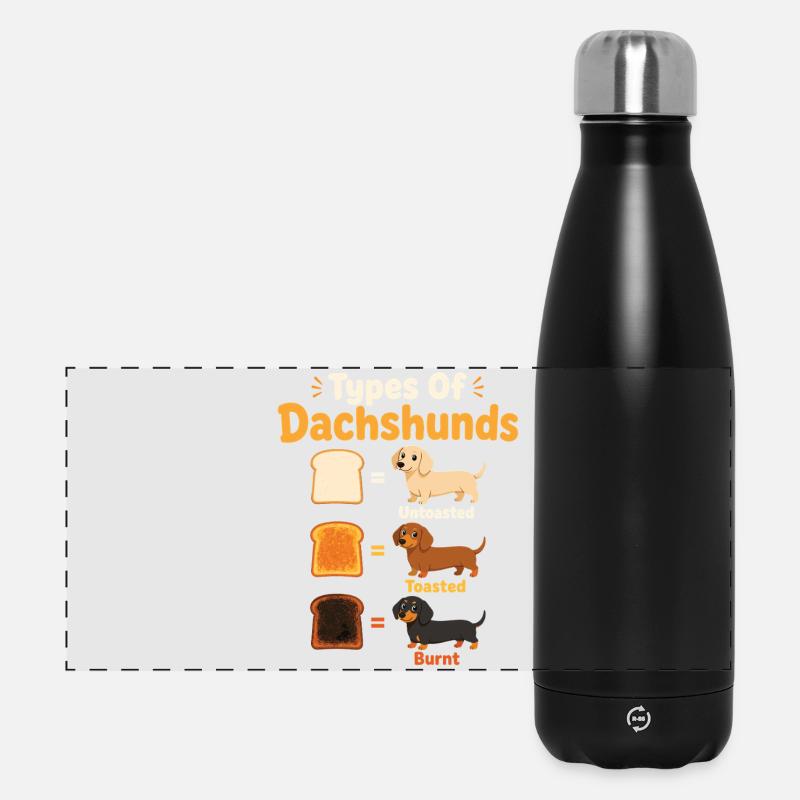 Lustige Arten von Dackelhunden - Panorama Isolierflasche 500 ml - Schwarz