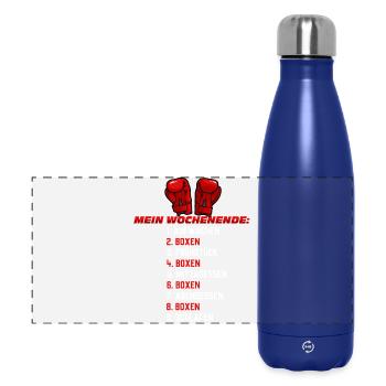Mein Wochenende Boxen – Lustiger Boxer Spruch - Panorama Isolierflasche 500 ml - Dunkelblau  - Vorne