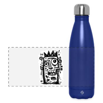 Art abstrait du visage couronné - Gourde isotherme panoramique 500 ml - bleu foncé  - Devant