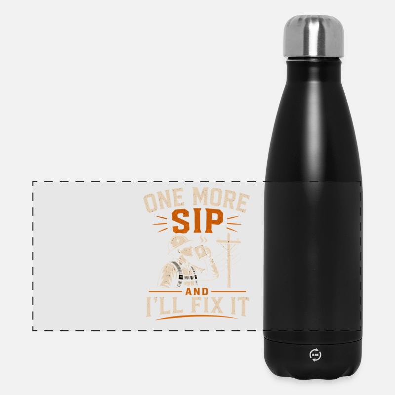 Kaffee Und Stromleitung Lineman Humor - Panorama Isolierflasche 500 ml - Schwarz
