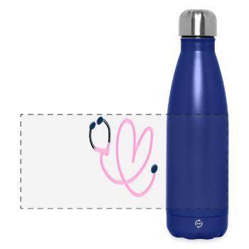 Pink Heart Stethoscope - Panoramic Thermal Bottle 500 ml - dark blue  - Front