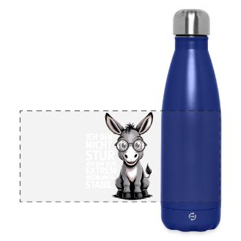 Ich bin nicht stur nur extrem meinungsstabil, Esel - Panorama Isolierflasche 500 ml - Dunkelblau  - Vorne