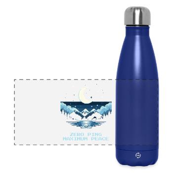 Zéro ping, paix maximale | Pixel Gaming - Gourde isotherme panoramique 500 ml - bleu foncé  - Devant