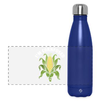 I'm cornfused | Corn on the cob with leaves pun - Panoramic Thermal Bottle 500 ml - dark blue  - Front