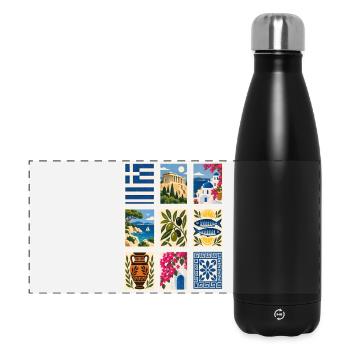 Griechenland Briefmarken - Panorama Isolierflasche 500 ml - Schwarz - Vorne