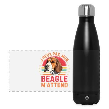 Chien de race beagle - Gourde isotherme panoramique 500 ml - noir - Devant