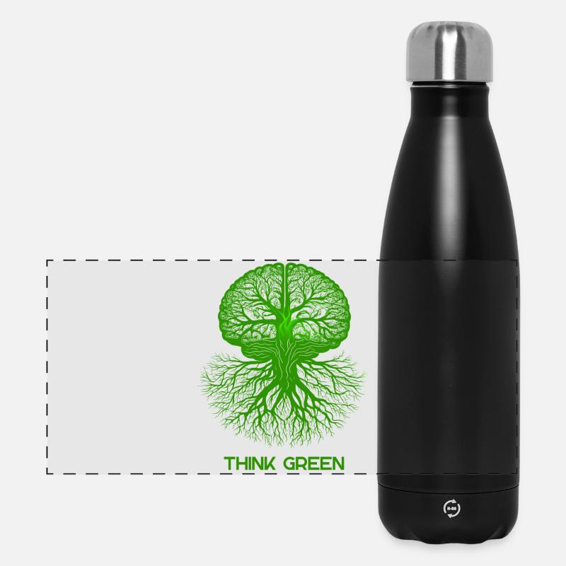 Denken Sie grün - Panorama Isolierflasche 500 ml - Schwarz
