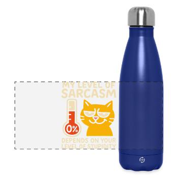 Sassy Cat Sarcasm Graphic Tee - Panoramic Thermal Bottle 500 ml - dark blue  - Front