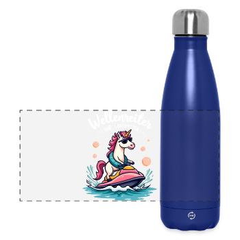Cavalier de vague licorne rose - Gourde isotherme panoramique 500 ml - bleu foncé  - Devant