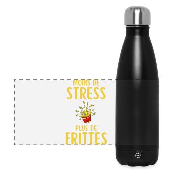 Weniger Stress Mehr Pommes - Panorama Isolierflasche 500 ml - Schwarz - Vorne