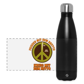 Frieden Mit Dem Brutto Krieg Mit Dem Netto - Panorama Isolierflasche 500 ml - Schwarz - Vorne