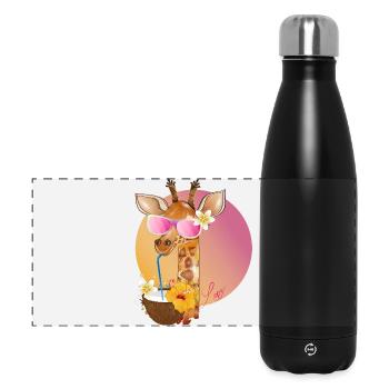 coole Giraffe mit Sonnenbrille genießt den Sommer - Panorama Isolierflasche 500 ml - Schwarz - Vorne