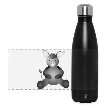 goldiger grauer Esel für Tierfreunde ein Must Have - Panorama Isolierflasche 500 ml - Schwarz - Vorne