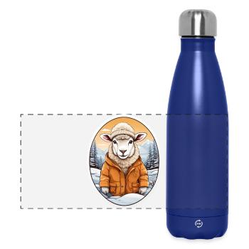 Cute cuddly sheep - Panoramic Thermal Bottle 500 ml - dark blue  - Front