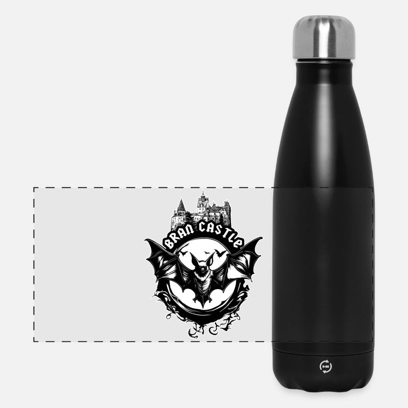 Bran Castle, Romania - Dracula - Panoramic Thermal Bottle 500 ml - black