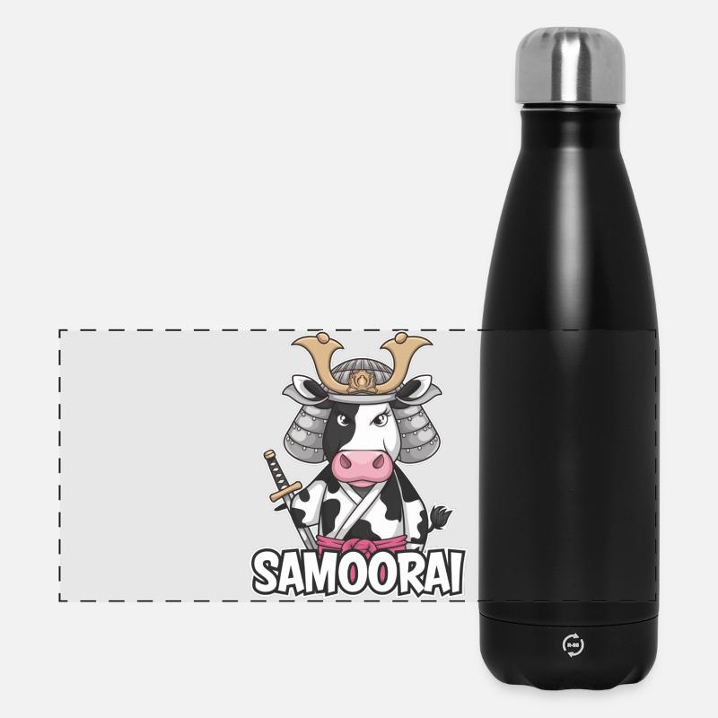 Samoorai: The Warrior Cow - Panoramic Thermal Bottle 500 ml - black