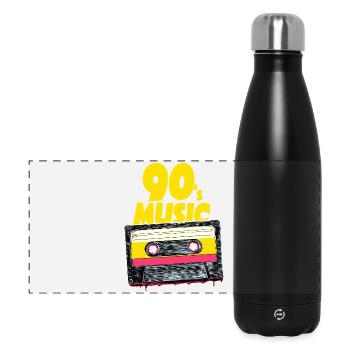 90's Music mit retro Tape Audio Kassette - Panorama Isolierflasche 500 ml - Schwarz - Vorne