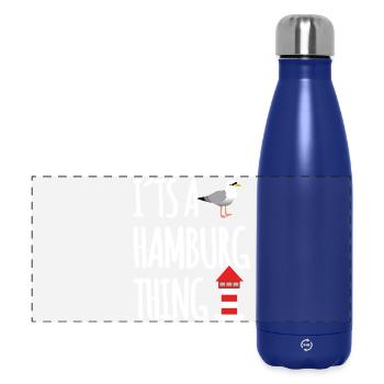 Dicton du port de Hambourg - Gourde isotherme panoramique 500 ml - bleu foncé  - Devant