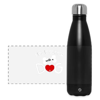 Life is better with a dog - Dog Lovers Tee - Panorama Isolierflasche 500 ml - Schwarz - Vorne
