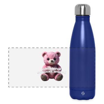 Tender pink bear with heart - Panoramic Thermal Bottle 500 ml - dark blue  - Front