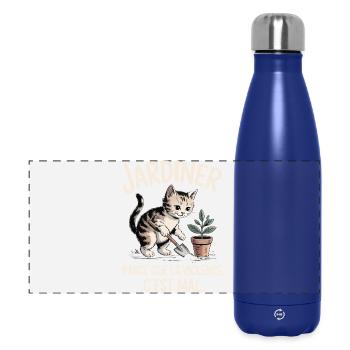 Gardening, because violence is bad - Panoramic Thermal Bottle 500 ml - dark blue  - Front