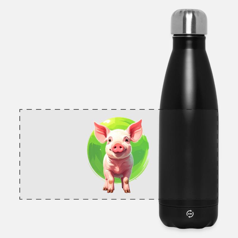 Ein Schweinchen - Panorama Isolierflasche 500 ml - Schwarz
