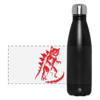 Kätzchen-Kaiju-Brüllen, Catzilla - Panorama Isolierflasche 500 ml - Schwarz - Vorne