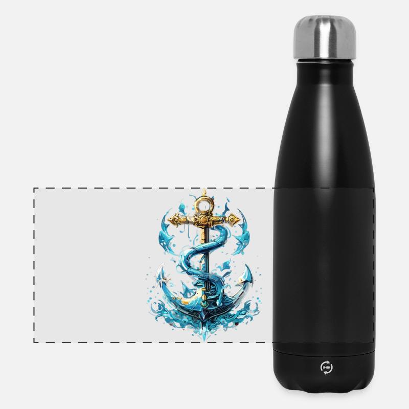 Éclaboussures d’eau d’ancre - Gourde isotherme panoramique 500 ml - noir