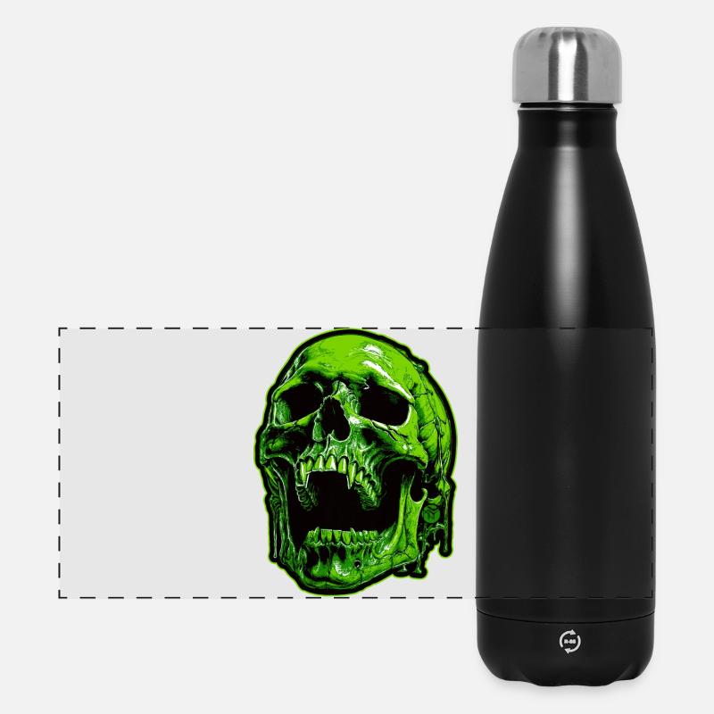 Grüner Vampirschädel - Panorama Isolierflasche 500 ml - Schwarz