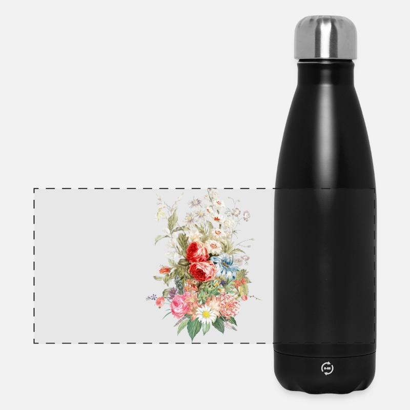 Elegant Vintage Floral Bouquet Design - Panoramic Thermal Bottle 500 ml - black