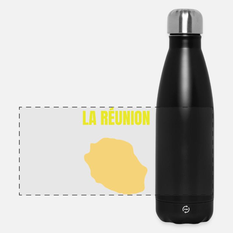 Reunion Island Golden Map T-shirt - Panoramic Thermal Bottle 500 ml - black