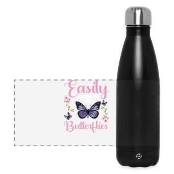 Easily Butterflies - Panorama Isolierflasche 500 ml - Schwarz - Vorne