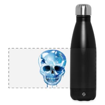extravaganter Totenkopf koloriert im Glas Look - Panorama Isolierflasche 500 ml - Schwarz - Vorne