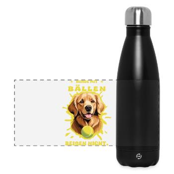 Hunde mit Bällen beißen nicht ! - Panorama Isolierflasche 500 ml - Schwarz - Vorne