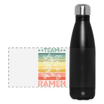 Katze isst Ramen Nudeln - Panorama Isolierflasche 500 ml - Schwarz - Vorne