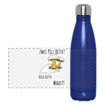 Bier bestellen ist nicht einfach! Pils oder Pilz? - Panorama Isolierflasche 500 ml - Dunkelblau  - Vorne
