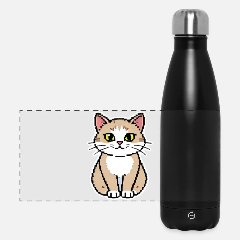 Art pixel chat - Gourde isotherme panoramique 500 ml - noir