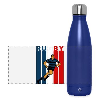 Rugbyspieler auf dreifarbigem Hintergrund - Panorama Isolierflasche 500 ml - Dunkelblau  - Vorne