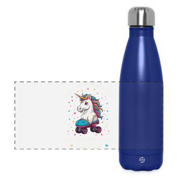 Einhorn Rollschuhlaufen - Panorama Isolierflasche 500 ml - Dunkelblau  - Vorne