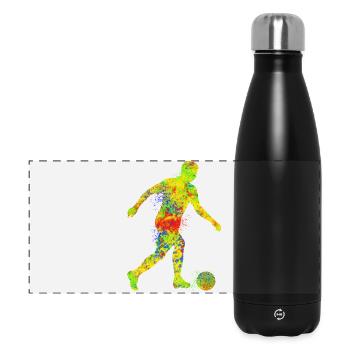 Buntes Fußball T-Shirt für Sportfans - Panorama Isolierflasche 500 ml - Schwarz - Vorne