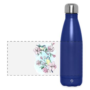 Blaumeisen und Magnolien - Panorama Isolierflasche 500 ml - Dunkelblau  - Vorne