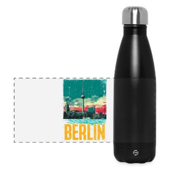 Imprimé vintage de la Berlin Skyline - Gourde isotherme panoramique 500 ml - noir - Devant
