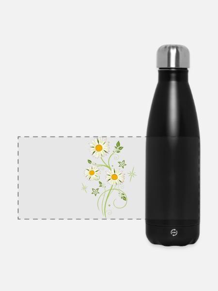 Margeriten Wildblumen Sommer - Panorama Isolierflasche 500 ml - Schwarz